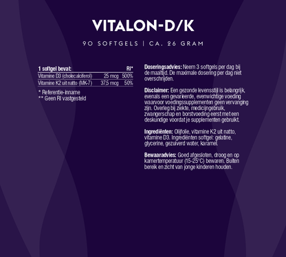 Vitalon-D/K (100% natuurlijke vitamine D3 & K2 laag gedoseerd)
