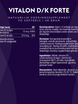 Vitalon-D/K Forte (natuurlijke vitamine D3 & K2 extra hoog gedoseerd)